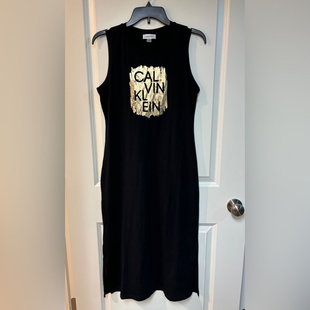 Calvin Klein Sleeveless Jersey Knit Maxi Dress Color Black Size S